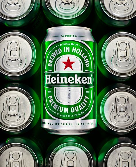 beverage shot of heineken cans photo by brian kaldorf - Brian Kaldorf on Fstoppers Lon Bia, Beer Background, Mezcal Tequila, Heineken Beer, Beer Graphic, Beer Photography, Lighting Photography, Bottle Design Packaging, Beer Ad