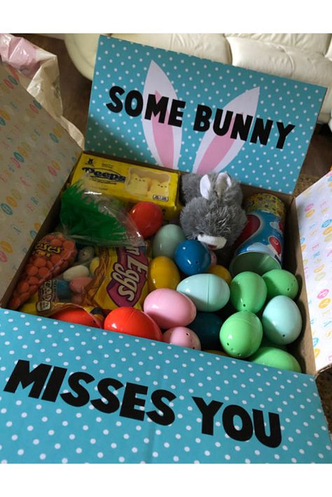 Care Package For Son Moving Out, Easter Gifts Boyfriend, Easter Care Package Long Distance, Easter Deployment Care Packages, Easter Care Package Ideas, Easter College Care Package Ideas, Teen Care Package Ideas, Christian Care Package Ideas, Holiday Care Package Ideas