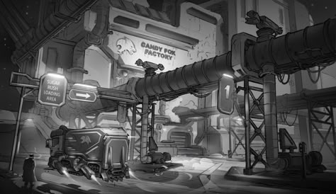 ArtStation - Candy fox factory Factory Concept Art, Satisfactory Game Factory Design, Sci Fi Factory Concept Art, Steampunk Factory Concept Art, 3d Factory Animation, Factory Illustration, Toy Factory, Sugar Factory, Candy Factory