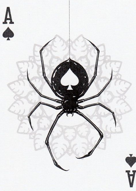 Spider Card, Playing Card Crafts, Spider Drawing, Ace Card, Playing Cards Art, Spider Tattoo, Playing Cards Design, Card Tattoo, Card Drawing