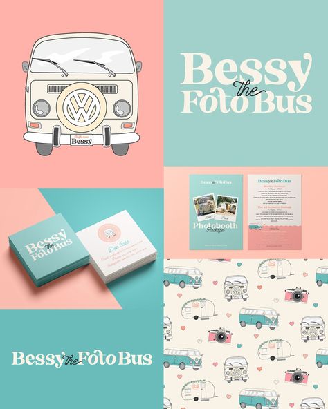 Retro campervans ✔️ Cute pastel colours ✔️ Gorgeous stationary ✔️ I can’t tell you how fun creating this branding for @bessy_the_foto_bus the vintage mobile photo booth was! I especially loved illustrating all their different VW campervans! Let me know in the comments what you think of this branding!🩵 #photobus #retrobranding #vintagebranding #photobooth #campervan #vwcampervan #campervanillustration #bessythefotobus #slocounty #branddesigner #brandingexpert #branding #brandingdesigner #gr... Mobile Photo Booth, Mobile Photo, Mobile Photos, Vw Campervan, Cute Pastel, Photo B, Illustrators On Instagram, Graphic Design Studios, Pastel Colours