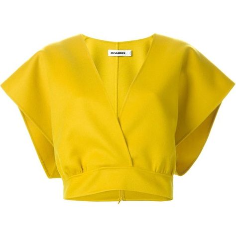 Jil Sander Cropped Wrap Top ($851) ❤ liked on Polyvore featuring tops, jil… Yellow Crop Top Outfit, Yellow Clothes, Shirts Crop, Yellow Crop Top, Yellow Shirt, Wrap Crop Tops, Cropped Tops, Cute Crop Tops, Yellow Top