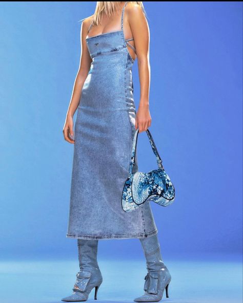 Denim Boots Outfit, Diesel Dresses, Denim Dress Outfit, Resort 2024, Denim And Diamonds, Model Outfits, Dreamy Dress, Vogue Fashion, Fashion Story