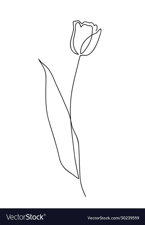 Logo Bee, Flower Line Art, Flower Symbol, Line Art Vector, Modern Monochrome, Continuous Line Drawing, Tulip Flower, Single Line, Continuous Line