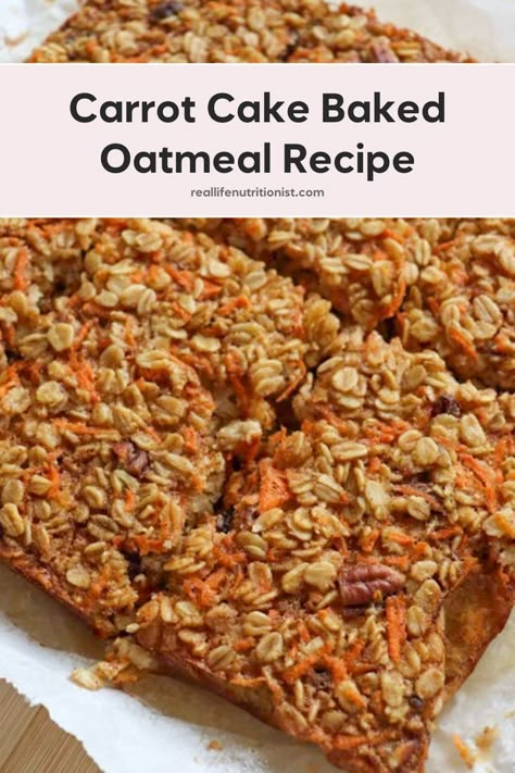 Carrot Cake Baked Oatmeal, Menu Sarapan Sehat, Baked Oatmeal Cups, Baked Carrots, Healthy Carrot Cakes, Vegan Carrot Cakes, Baked Oatmeal Recipes, Filling Breakfast, Baked Oats