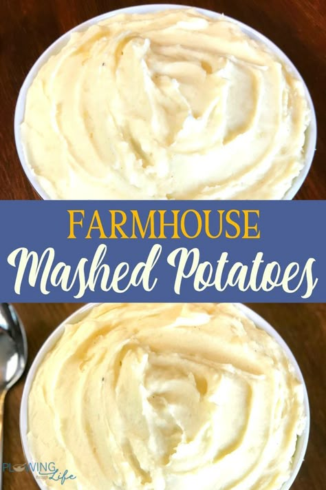 Do you like rich and creamy mashed potatoes that are easy to make?  Then you'll love this Easy Farmhouse Mashed Potatoes Recipe! Breakfast Potatoes Crockpot, Crockpot Greek Yogurt, Mashed Potatoes For Thanksgiving, Cream Cheese Potatoes, Yummy Veggies, Perfect Mashed Potatoes, Easy Mashed Potatoes, Honey Baked, Homemade Mashed Potatoes