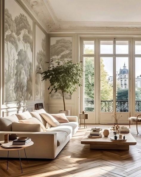 Italian Home Design Architecture, French Modern Interior Design Parisian Apartment, Contemporary Italian Interiors, Living Room Two Sofas, French Design Interior, Living Room Parisian, New Classic Living Room, Paris Living Room, Paris Interior Design