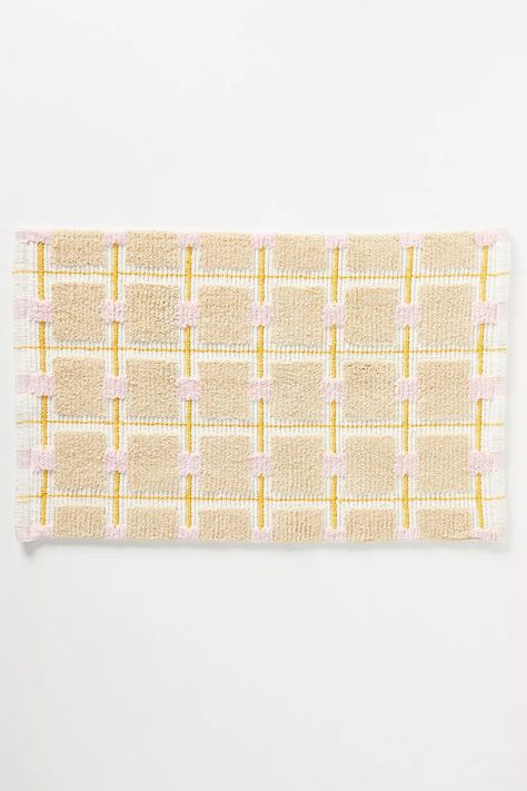 Taryn Cotton Geometric Bath Mat | Anthropologie Target Bath Mat, Bathmat Ideas Bathroom, Bath Mats Bathroom Ideas, Bath Matts, Boho Bath Mat, Bath Runner, Small Bath Mat, Cotton Shower Curtain, Rose Bath