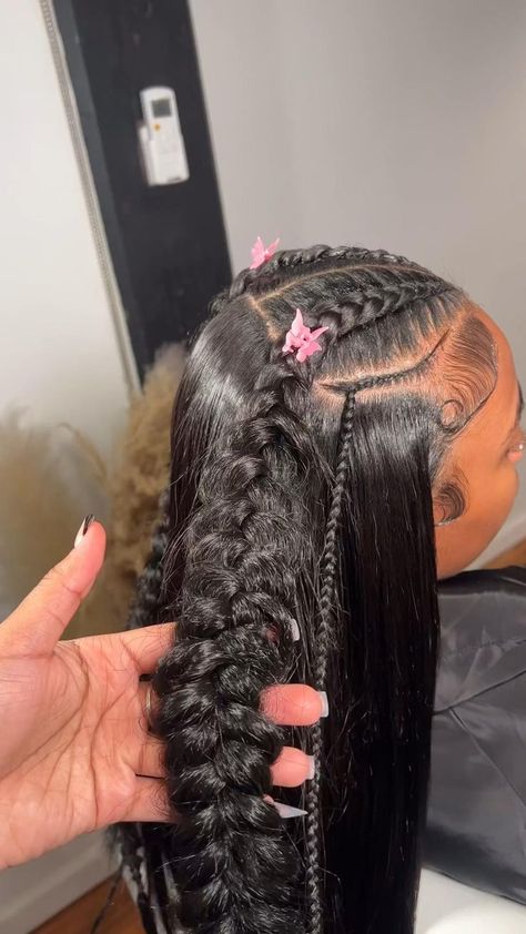 Half Up Half Down Braided Ponytail, Long Hair With Bangs And Layers, Cute Ponytail Styles, Diy Hair Wig, Cute Prom Hairstyles, Sleek Ponytail Hairstyles, Hair Inspiration Long, Quick Natural Hair Styles, Quick Weave Hairstyles