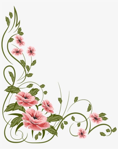 Flower Vector Png, Corner Borders, Window Panes, Page Borders Design, Flower Vector, Free To Use Images, Vintage Png, Flower Art Drawing, Floral Border Design