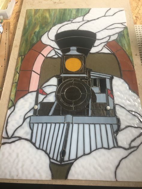 Stained Glass Quilt, Stained Glass Light, Freight Train, Train Art, Drop Shadow, Stained Glass Diy, Stained Glass Crafts, Stained Glass Designs, Faux Stained Glass