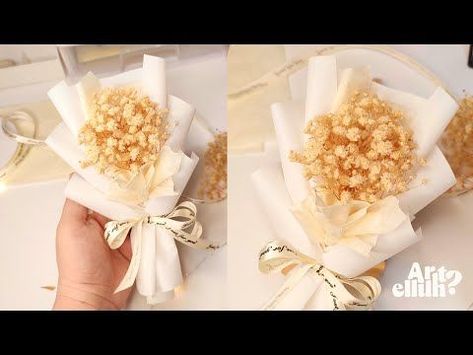 Mini Dried Flower Bouquet wrapping | DIY | Gift Ideas | Tutorial - YouTube Mini Dry Flower Bouquet, How To Wrap Small Flower Bouquet, How To Make Artificial Flower Bouquets, Wrapping Mini Bouquets, Single Flower Wrapping Tutorial, Diy Mini Flower Bouquets, How To Make Mini Bouquet, Mini Bouquet Tutorial, Diy Mini Bouquet