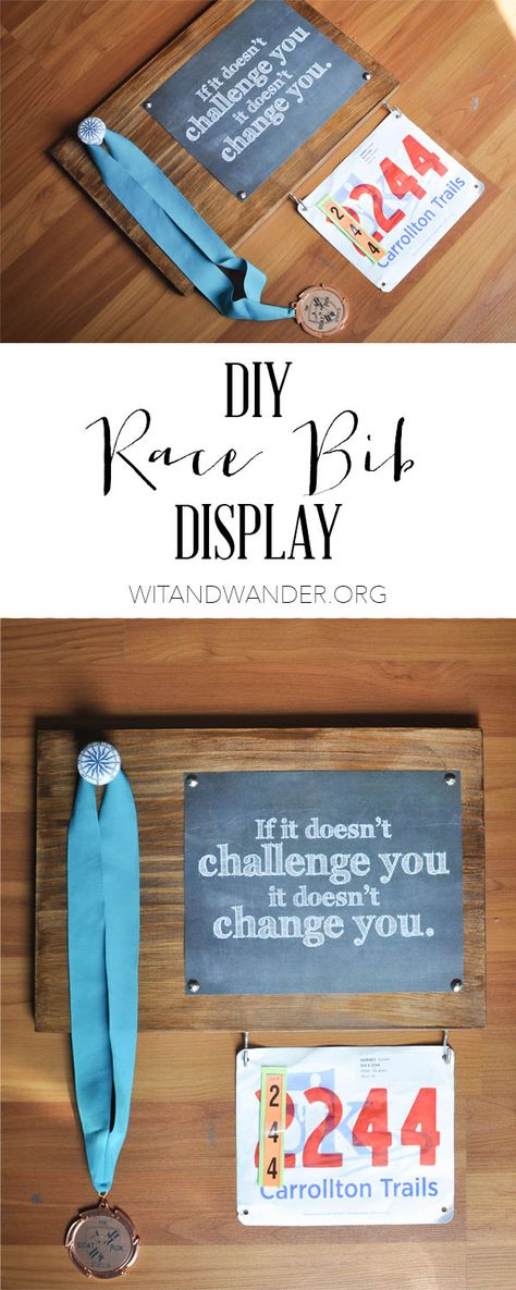 DIY Race Bib + Medal Display - Our Handcrafted Life Race Bib Display, Bib Display, Race Medal Displays, Running Bibs, Running Medal Display, Running Medal Holder, Race Medal, Running Medals, Race Bibs