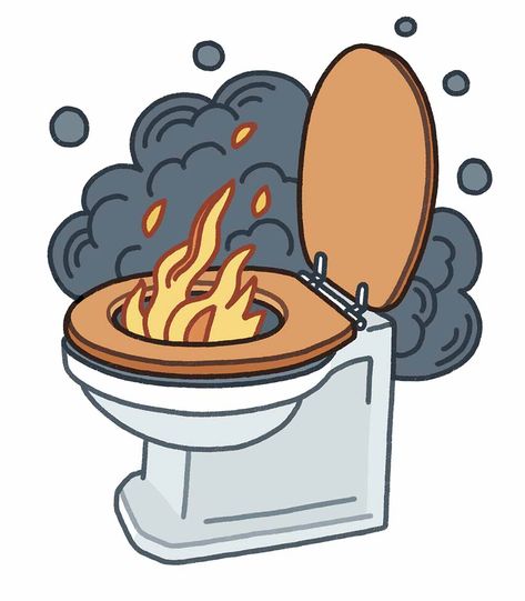 Illustrated by Hayden Maynard | Represented by i2i Art Inc. #i2iart Toilet Illustration, Incinerating Toilet, Sheridan College, Advertising Logo, Design Packaging, Toilet Bowl, Editorial Illustration, Advertising Design, Motion Design