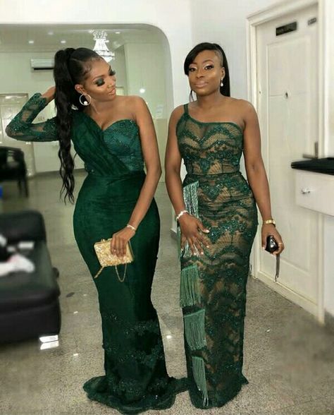 Ladies In Army Green Lace Asoebi Dresses For Wedding – Clipkulture Nigerian Lace Dress, Nigerian Dress Styles, Aso Ebi Lace, Aso Ebi Lace Styles, Nigerian Dress, Nigerian Lace Styles, African Wedding Attire, African Lace Styles, Lace Gown Styles