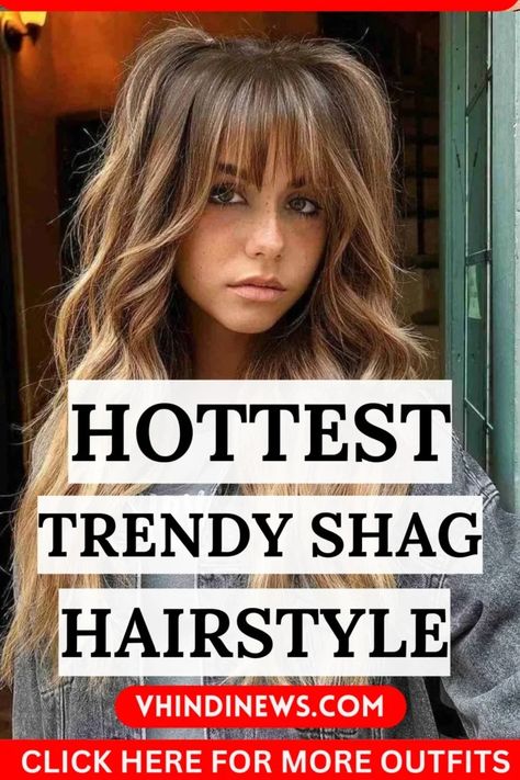 20 Best Shag Hairstyles with Bangs for Every Woman: Trendy Hairstyle 2024 31 Wavy Shag With Bangs, Shag Hairstyles With Bangs, Soft Shag Haircut, Bangs 2024, Shag Bob Haircut, Shag Bob, Shag Hairstyle, Medium Shag Hairstyles, Hairstyle 2024