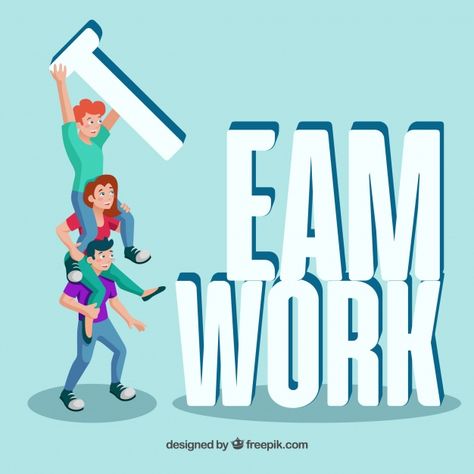 Team work concept with flat design Free Vector Team Work Poster Design, Work Cartoons, Hoodie Design Ideas, Marketing Flyers, Good Vocabulary Words, Good Vocabulary, Team Work, School Posters, Work Design