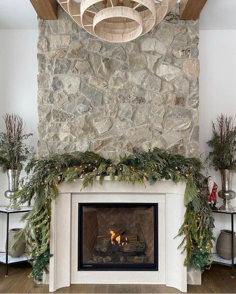 Stone Wall Decoration, Tile Fireplaces, Mosaic Fireplace, Stone Fireplace Makeover, Seeking Lavender Lane, Snow Outside, Black Tile, Rock Fireplaces, Stone Backsplash