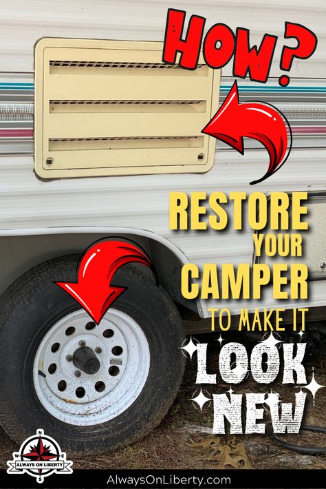 decal remover Travel Trailer Upgrades Diy, Camper Exterior Makeover, Exterior Camper Makeover, Rv Painting Exterior, Camper Exterior Paint Ideas, Old Camper Remodels, Rv Repair Exterior, Rv Exterior Remodel, Rv Exterior Paint