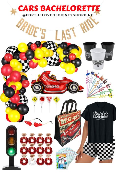 Cars Bachelorette Party Decor. Perfect for the Disney bride who loves the movie cars. Race car/ last ride bachelorette party decor and bridesmaid gifts. Racecar Bachelorette Party, F1 Bachelorette Party, Racing Bachelorette Theme, Last Lap Bachelorette Theme, Race Car Bachelorette Party, Racing Bachelorette Party, Nascar Bachelorette Party, Formula 1 Bachelorette Party, Last Ride Bachelorette Party