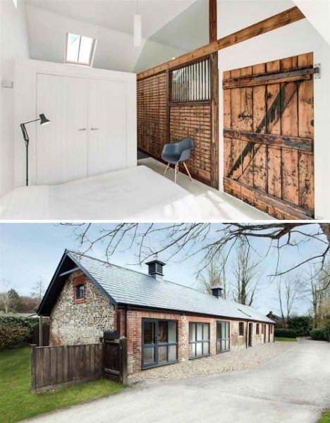 Wood Contrasts with White in Converted Stable House   Read more: http://dornob.com/rustic-wood-contrasts-with-modern-white-in-converted-stable-house/#ixzz2SMFOCYyS Stable Conversion, Ar Design, Beautiful Modern Homes, Barn Conversion, Barn Style House, Barn Style, Family House, Barn House, B & B