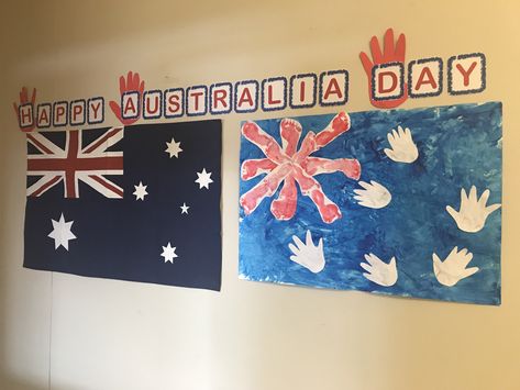 Babies DIY flag for Australia Day Childhood Activities, Australia Crafts, Diy Flag, Early Childhood Activities, Australian Flags, Fall Theme, Flag Art, Australia Day, Baby Crafts