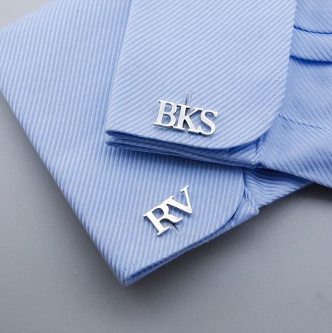 Personalized cufflinks, 925 sterling silver Mens Brooch, Brides Maid Gifts, Boss Gift Ideas, Bachelor Party Ideas, Luxury Gift Ideas, White Wedding Decor, Groomsmen Style, Groomsmen Gift Set, Initial Cufflinks