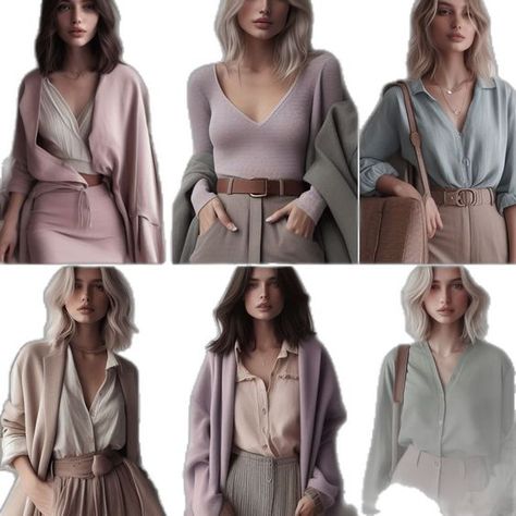 Cool Summer Color Palette Outfit Ideas, True Summer Outfits Casual, Soft Natural Soft Summer Outfits, Soft Summer Office Wardrobe, Soft Summer Business Outfits, Soft Natural True Summer, Muted Cool Color Outfits, Summer Pallete Colors Outfits, Soft Summer Hourglass Outfits