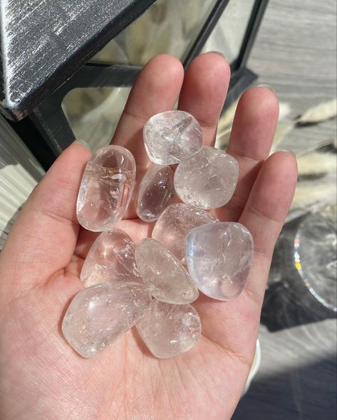 Clear quartz tumbles Clear Quartz Aesthetic, Tumbled Stones, Tumbling, Clear Quartz, Crystal Items, Quartz Crystal, Crystal Healing, Body Care, Stone