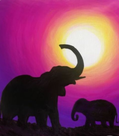 Amazing Art And Crafts ideas: — Steemit Elephant Painting Canvas, Mt Sinai, Game Cafe, Shadow Painting, Crystal City, Misty Mountain, Paint Nite, Silhouette Painting, Simple Canvas Paintings