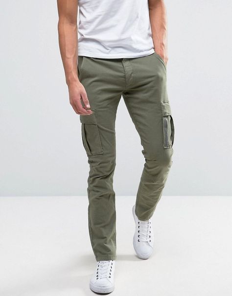 Slim cargo pants men