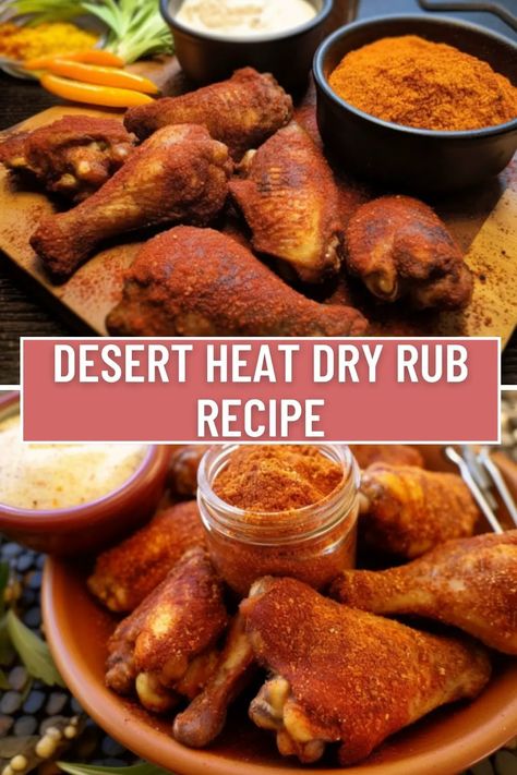 Learn how to make a delicious desert heat dry rub for your favorite meats, perfect for grilling or roasting. Desert Heat Dry Rub Recipe Copycat Buffalo Wild Wings, Desert Heat Dry Rub Recipe Copycat, Desert Heat Dry Rub Recipe, Keto Seasoning, Dry Rub Chicken Wings, Dry Rub For Chicken, Dry Rub Recipes, Delicious Deserts, Rub Recipes