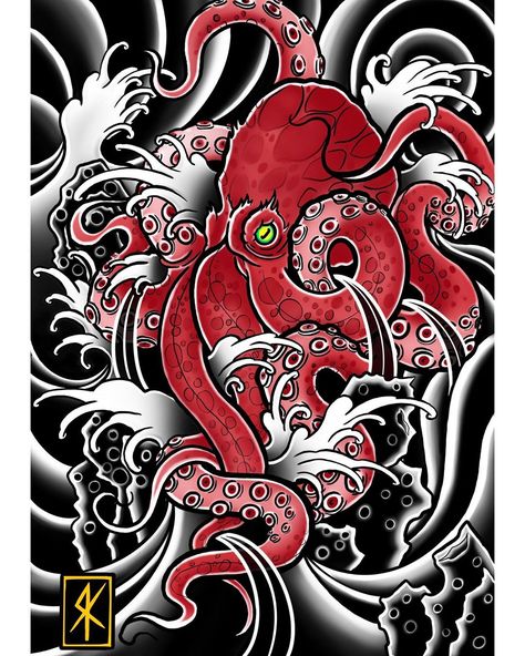 Kozma Richard trên Instagram: “Octopus made for my girlfriend🐙 #irezumi #irezumitattoo #irezumism #irezumi_sketches #tattoo #tattoosketch #japanese #japanesetattoo…” Cherry Tree Tattoos, Kraken Tattoo, Sketches Tattoo, Octopus Drawing, Octopus Tattoo Design, Octopus Tattoos, Japanese Dragon Tattoo, Yakuza Tattoo, Japan Tattoo Design