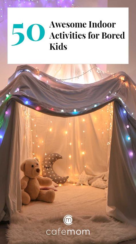 50 Awesome Indoor Activities for Bored Kids (No Parents Required) | CafeMom.com Diy Games For Kids, Babysitting Activities, Rainy Day Activities For Kids, Indoor Activities For Toddlers, Bored Kids, Fun Indoor Activities, Indoor Kids, Winter Crafts For Kids, Indoor Activities For Kids