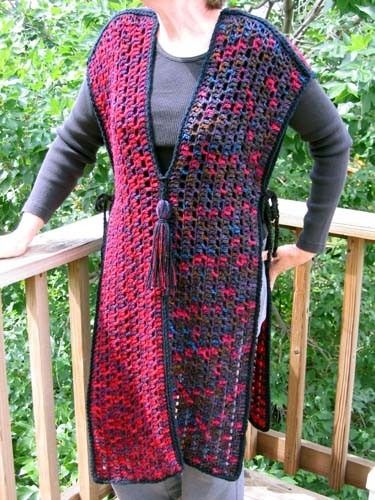 Crochet Half and Half Tabard Crochet Vests, Viking Dress, Boho Styl, Half And Half, Crochet Jacket, Vest Pattern, Crochet Woman, Crochet Vest, Crochet Poncho