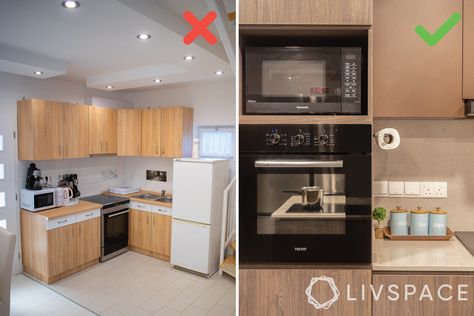 kitchen-modular-design-appliances-built-in-oven-unit Inbuilt Oven And Microwave, Mismatched Kitchen Appliances, Otg Unit In Kitchen, Oven Unit In Kitchen, Microwave Unit In Kitchen, Oven And Microwave Built In, Kitchen Island Oven, Small Kitchen Units, Kitchen Tall Units