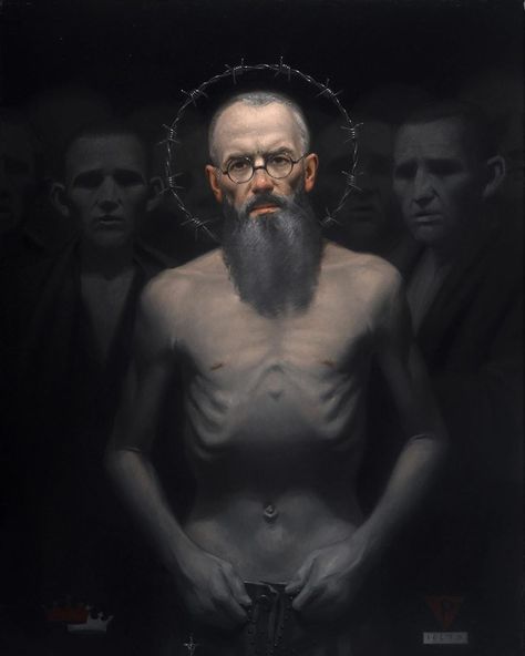 194 Likes, 8 Comments - Neilson Carlin (@neilsoncarlin) on Instagram: ““St. Maximilian Kolbe, Martyr of Charity”, Neilson Carlin ©2018.  #maximiliankolbe…” St Maximilian Kolbe, Religious Names, Maximilian Kolbe, St Maximilian, Gospel Reading, Life Of Christ, Reading Art, Blessed Virgin, Catholic Art