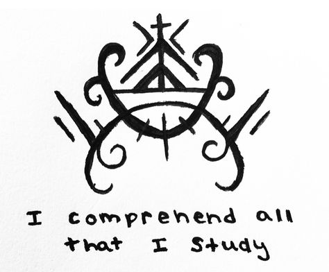 "i comprehend all that i study" sigil Sigil Meanings, Solar Witch, Symbols Drawing, Air Witch, Fire Witch, Earth Witch, Witch Kitchen, Lunar Witch, Journal Business