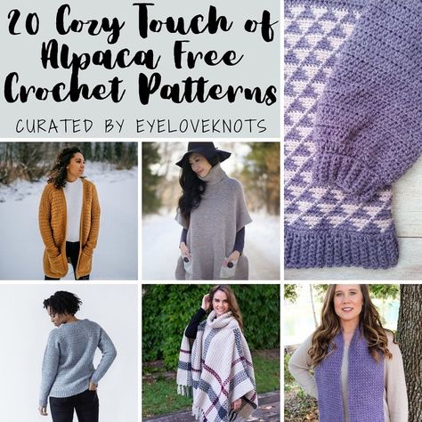 20 Cozy Free Crochet Patterns that use Touch of Alpaca Yarn. Touch Of Alpaca Crochet Patterns, Alpaca Yarn Crochet Pattern Free, Crochet Alpaca Yarn, Alpaca Yarn Crochet Patterns, Alpaca Yarn Projects, Crochet Poncho With Sleeves, All About Ami, Poncho With Sleeves, Tl Yarn Crafts