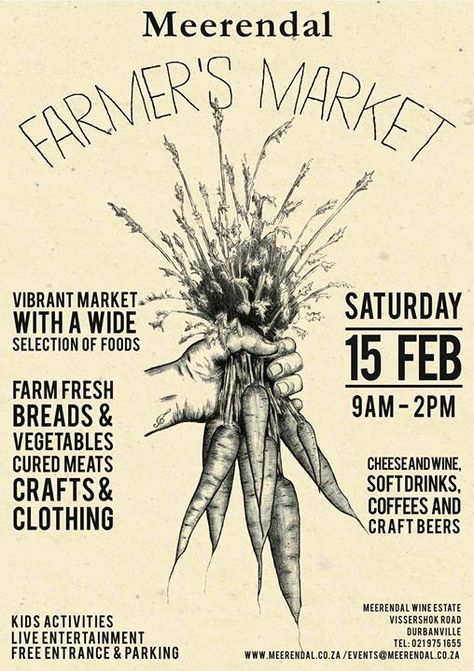 Meerendal Farmer's Market Vintage Farmers Market, Farmers Market Signs, Vintage Farmers Market Poster, Vintage Farmers Market Signs, Farmers Market Stand, Farmers Market Sign, Digital Art Journal, College Projects, Market Stands