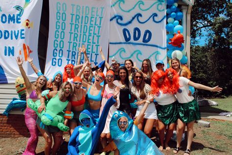 Under The Sea Sorority Theme, Under The Sea Bid Day, Tri Delta Recruitment, Sorority Themes, Big Lil, Bid Day Themes, Tri Delta, Banner Ideas, Lower Belly Fat