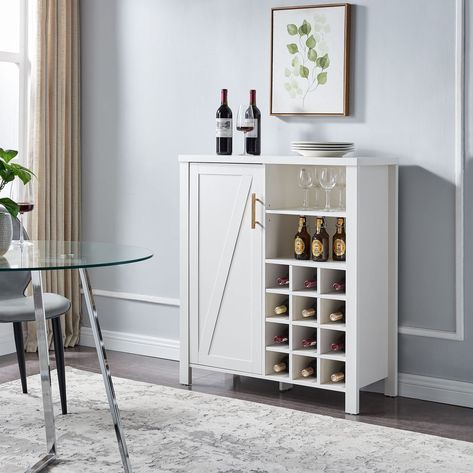 Kings Brand Furniture - Sideboard Buffet Wine Liquor Bar Cabinet for Kitchen, Living Room, Dining Room, White Small Bar Table, Liquor Bar Cabinet, Dining Room White, Cabinet For Kitchen, Liquor Bar, Wine Bar Cabinet, Wine Shelves, White Dining Room, Home Bar Furniture