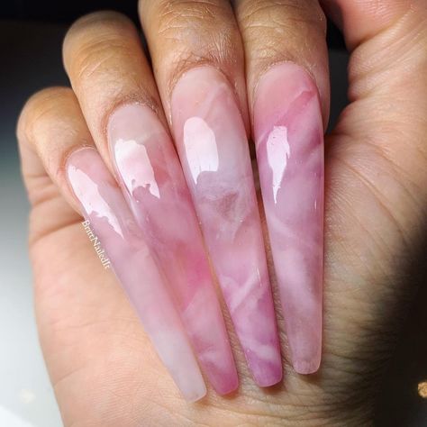 Rose Quartz Nails, Quartz Nails, Glitter Nails Acrylic, Quartz Nail, Jelly Nails, Glam Nails, Pretty Hands, Nails Long, Coffin Nails Designs