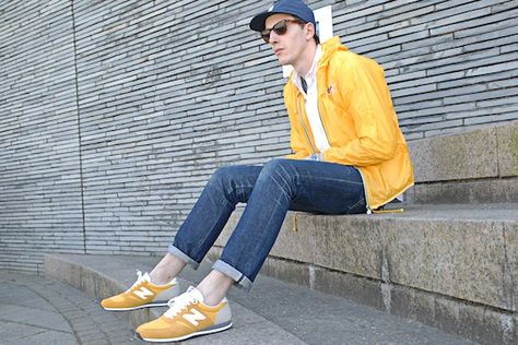 +socks would be FYAH Yellow Shoes Outfit, Mustard Shoes, Bright Colored Outfits, Yellow Sneakers, Dope Outfits For Guys, K Way, Shoes Outfit, Yellow Shoes, New Balance Men