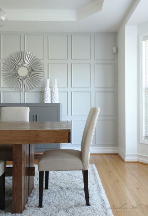 Modern Wall Texture, Wainscoting Ideas, Dining Room Wainscoting, Neutral Dining Room, Wall Moulding, Dining Room Decorating, Trim Ideas, Dining Room Remodel, Wall Texture Design