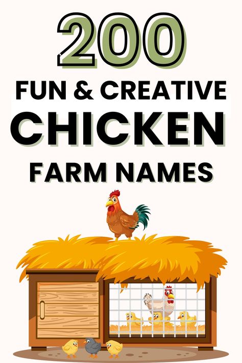 Let's brainstorm some creative and memorable chicken farm names that will make your coop stand out from the crowd—uh, flock. Chicken Farm Names Ideas, Chicken Coop Name Signs, Funny Chicken Coop Names, Chicken Coop Names Clever, Funny Farm Names, Chicken Coop Names, Good Chicken Names, Cute Chicken Names, Cluckingham Palace