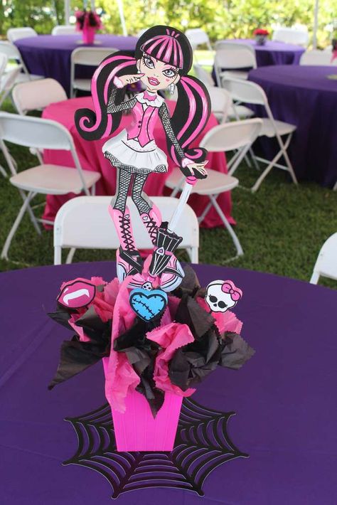 Monster High Scare-Riffic Party Monster High Birthday Party Ideas, Monster High Birthday Party, 5th Birthday Party Ideas, Monster High Party, Girl Birthday Themes, Birthday Centerpieces, Monster Birthday, Girl Themes, Monster Party