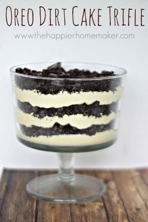 Dirt Cake Trifle Recipe, Dirt Cake Trifle, Dirt Cake Recipe, Oreo Trifle, Trifle Recipes Easy, Oreo Dirt Cake, Cake Trifle, Easy Trifle, Dirt Cake Recipes