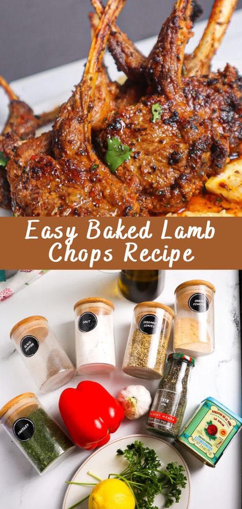 Easy Baked Lamb Chops Recipe - Cheff Recipes Four Quarter Lamb Chops Recipes, Bone In Lamb Chops, Cooking Lamb Chops In The Oven, Lamp Shoulder Chops Recipes, Lamb Rib Chops Recipes Oven, Crab Stuffed Lamb Chops, How To Season Lamb Chops, Oven Baked Lamb Chops Recipes, Moroccan Lamb Chops