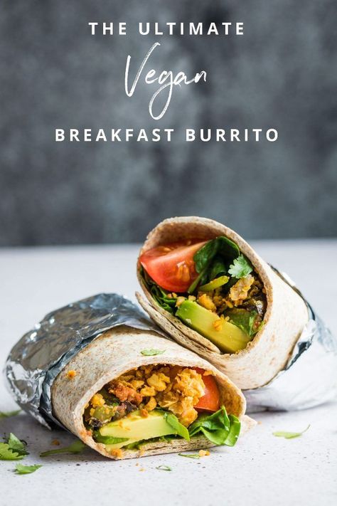 The ultimate vegan breakfast burrito. Stuffed full of breakfast goodness from scrambled chickpeas to fresh avocado, this really is the best way to start your day! Low Carb Vegan Breakfast, Burrito Vegan, Vegan Breakfast Burrito, Breakfast Low Carb, Vegan Mexican Recipes, Vegan Brunch, Breakfast Burrito, Tofu Scramble, Fresh Avocado